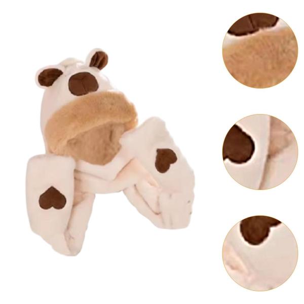 パーカー帽子スカーフ手袋セット快適でかわいい暖かい冬の帽子女性女の子用ベージュ