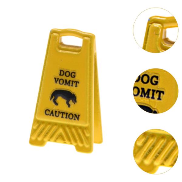 ミニチュア警告標識 1:12スケール 装飾品 金属製 1インチ ドールハウス装飾 犬の嘔吐物