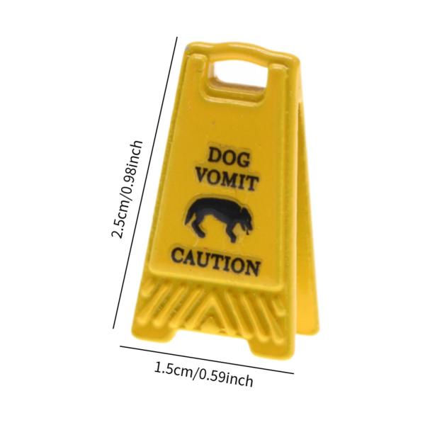ミニチュア警告標識 1:12スケール 装飾品 金属製 1インチ ドールハウス装飾 犬の嘔吐物
