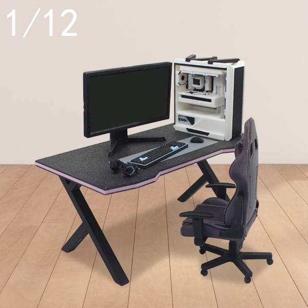 1:12スケール ドールハウス ミニチュア家具 装飾 頑丈 eスポーツ家具 テーブル