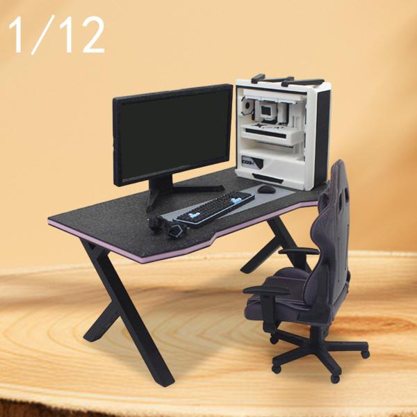 1:12スケール ドールハウス ミニチュア家具 装飾 頑丈 eスポーツ家具 テーブル