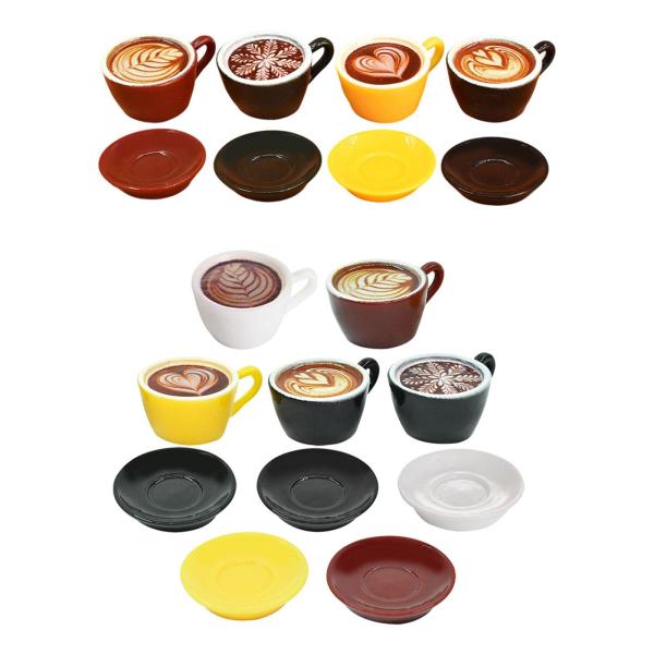 ラテアート コーヒーカップセット ドールハウス ラテ プレート付き 誕生日 ホーム 女の子向け 8個