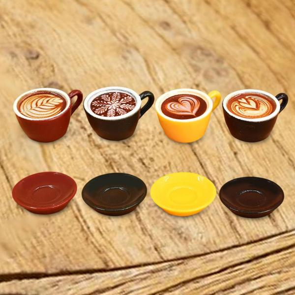 ラテアート コーヒーカップセット ドールハウス ラテ プレート付き 誕生日 ホーム 女の子向け 8個