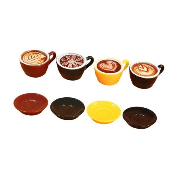 ラテアート コーヒーカップセット ドールハウス ラテ プレート付き 誕生日 ホーム 女の子向け 8個