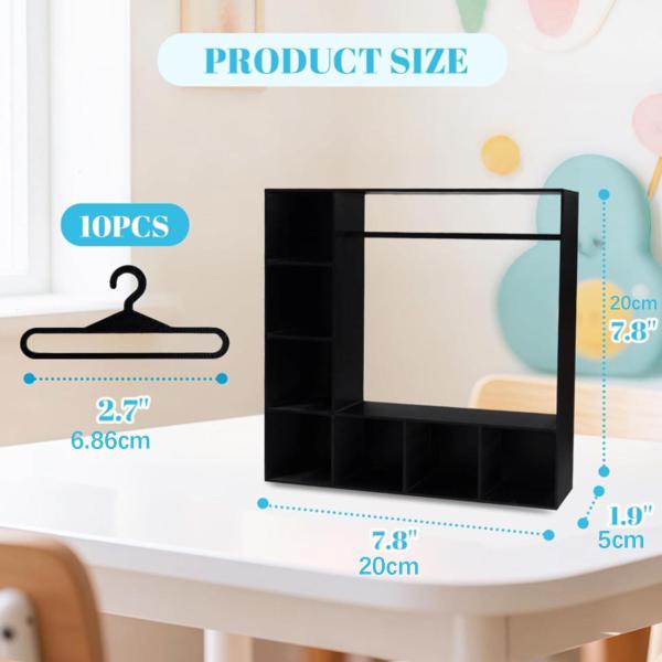 人形用洋服クローゼット ファッション人形アクセサリー ディスプレイボックス 恋人への誕生日プレゼント ブラック