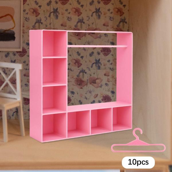 人形用洋服クローゼット ファッション人形アクセサリー ディスプレイボックス 恋人への誕生日プレゼント ピンク