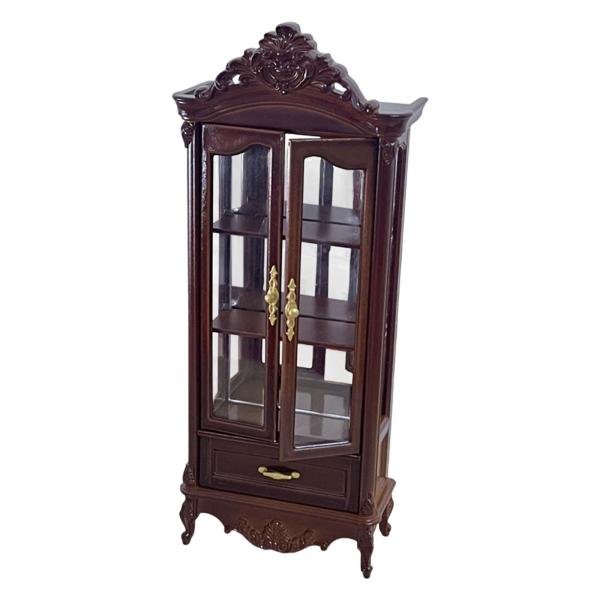 1:12 ドールハウス ワインキャビネット アクセサリー マイクロ風景 デスクトップオーナメント おもちゃ ダブル ライトブラウン