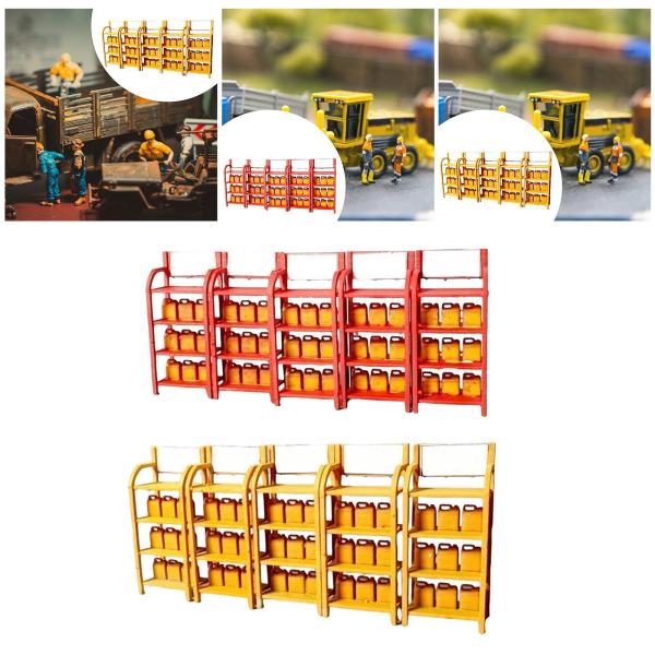 ガレージオイルバレルラックモデル 1:64スケール 装飾車ワークショップシーンアクセサリー レッド