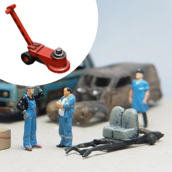 ミニ 1/64 スケール カージャッキ モデル、小型写真撮影用小道具装飾、リアルなミニチュアシーンアクセサリー、DIY 自動車修理工場用