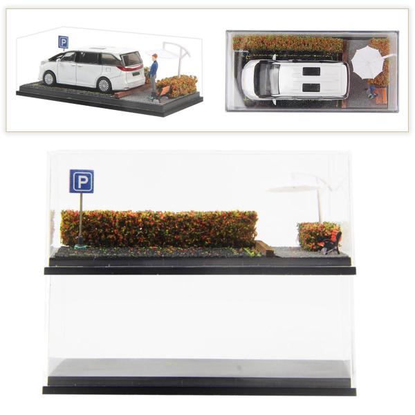 1/64スケール ダイキャストカー ディスプレイケース 駐車ジオラマベース ミニカー用 2個セット 赤