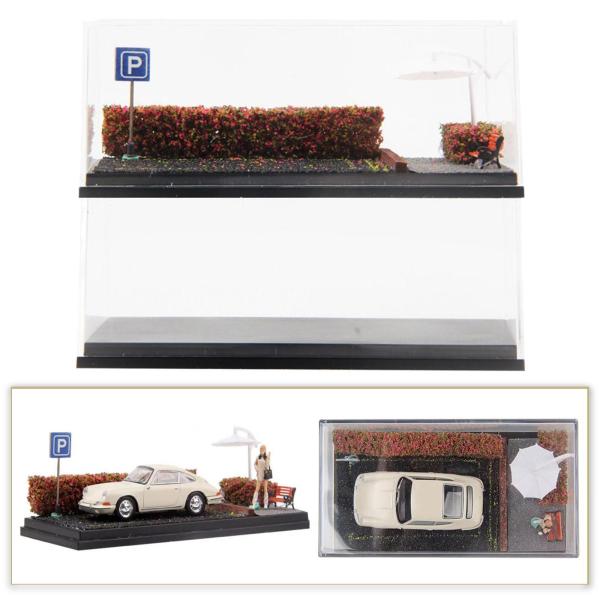 1/64スケール ダイキャストカー ディスプレイケース 駐車ジオラマベース ミニカー用 ローズレッド 2個