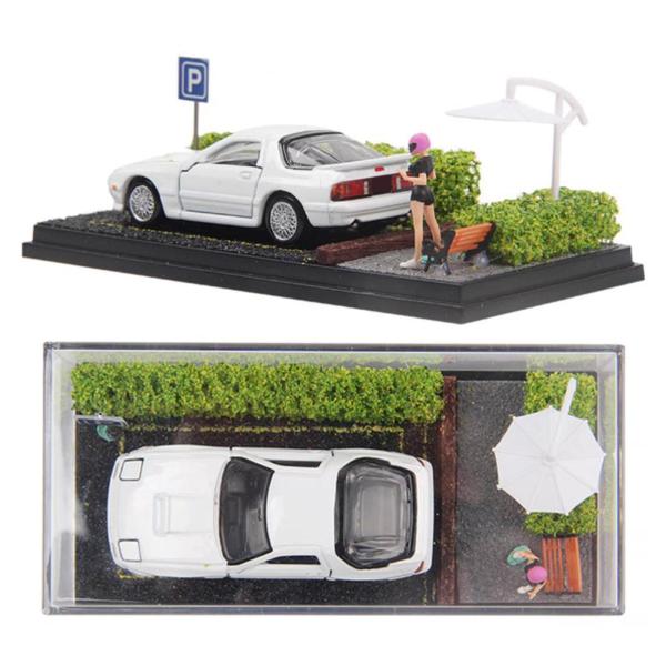 1/64スケール ダイキャストカー ディスプレイケース 駐車ジオラマベース ミニカー車両用 グリーン 2個