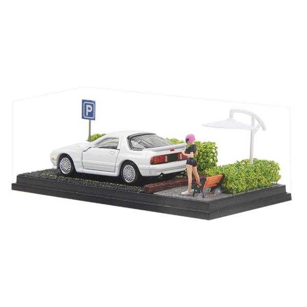 1/64スケール ダイキャストカー ディスプレイケース 駐車ジオラマベース ミニカー車両用 グリーン 2個