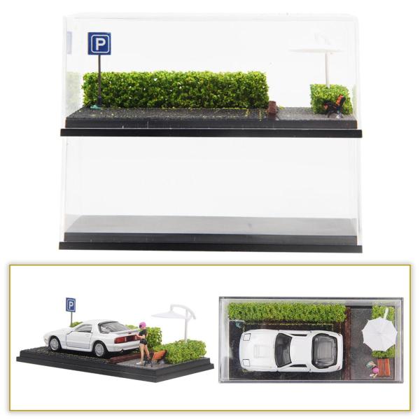 1/64スケール ダイキャストカー ディスプレイケース 駐車ジオラマベース ミニカー車両用 グリーン 2個