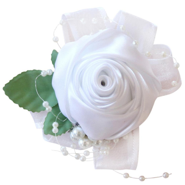 結婚式の手首のコサージュの花嫁の花嫁介添人真珠はバラの花の手の花を残します｜stk-shop｜02
