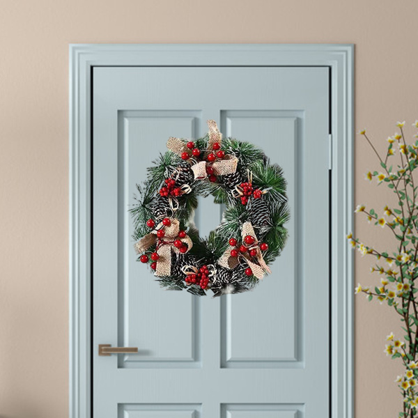 ドアリース クリスマスリース 感謝祭リース 花輪 ドア 人工花輪 ドア