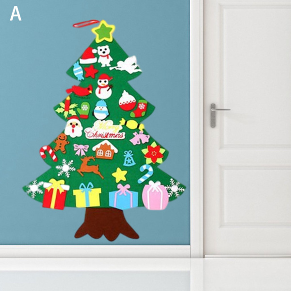 DIYクリスマスツリー 手作り 雪だるま 子供 装飾 飾り 壁掛け 幼稚園 小学校 創造性 クリスマス 取り外し可能 デコレーション サンタ フェルト布｜stk-shop｜02