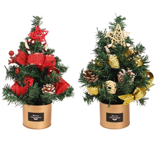 装飾的なクリスマスツリーオフィスリビングルーム用のかわいいミニクリスマスツリー赤（ライト付き）