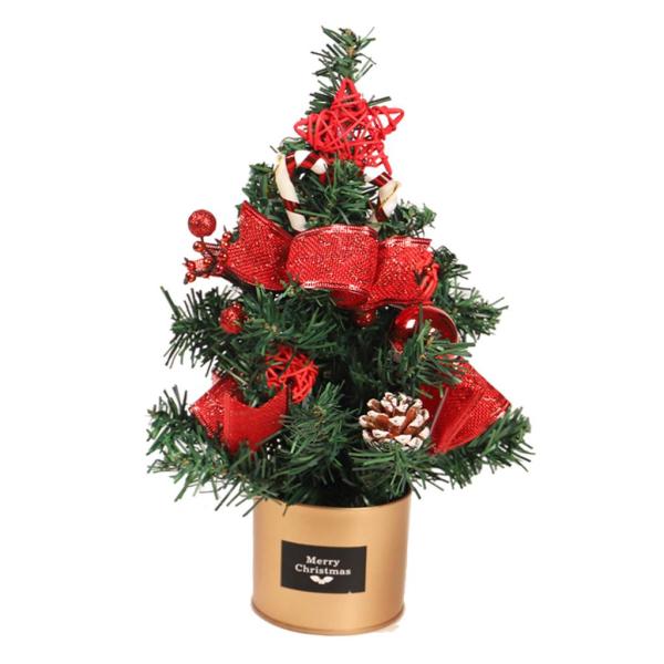 装飾的なクリスマスツリーオフィスリビングルーム用のかわいいミニクリスマスツリー赤（ライト付き）