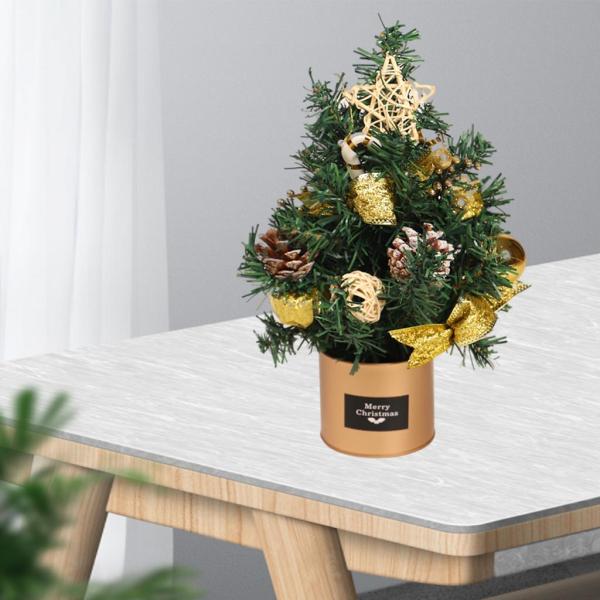 オフィスリビングルームゴールド（ライト付き）用の装飾的なクリスマスツリープリティミニクリスマスツリー