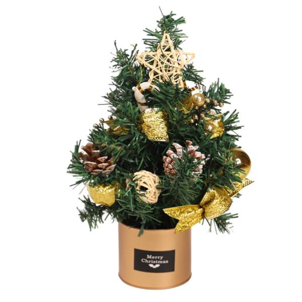 オフィスリビングルームゴールド（ライト付き）用の装飾的なクリスマスツリープリティミニクリスマスツリー