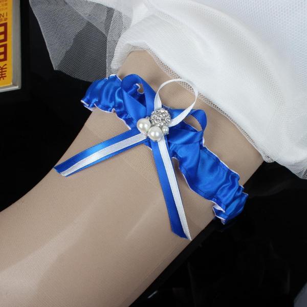 STKショップパーティー花嫁シャワーのための伸縮性のあるブライダルガーターボウノットフェイクパールガーター 品質が完璧