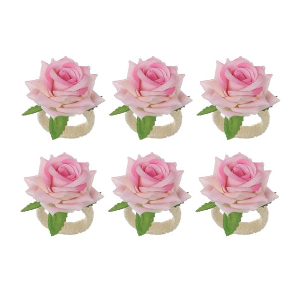ホームダイニングテーブルピンクの手工芸品のバラの花ナプキンリング