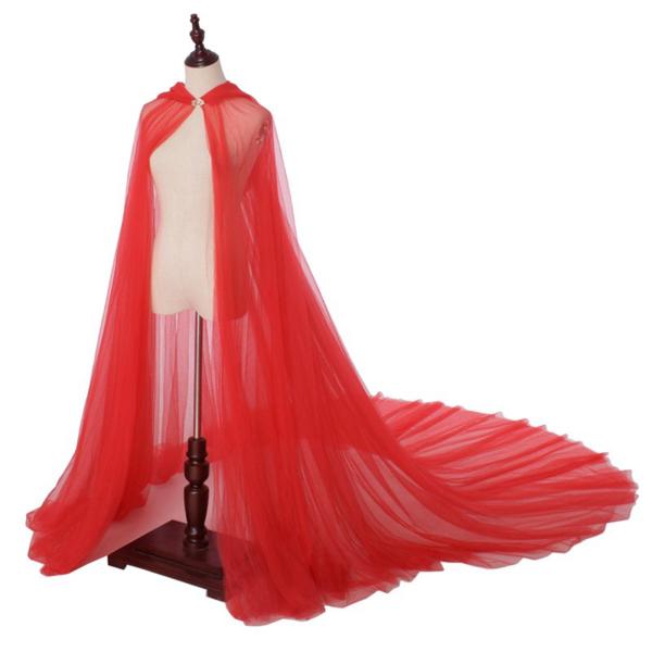 フード付きマント フロアレングス ソフト ユニバーサル のために カーニバル 結婚式 レッド