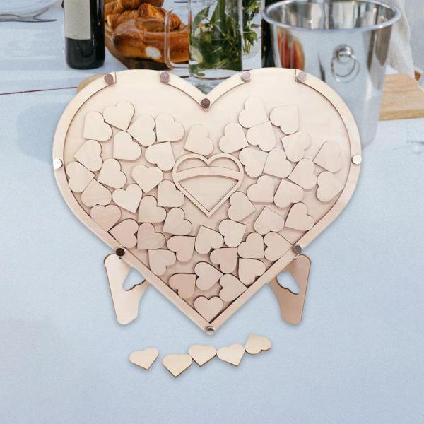 パーソナライズされた結婚式のゲストブック 代わりの小さなハートピース スタンドフレーム付き ゲストブック ジャードロップボックス ベビーシャ