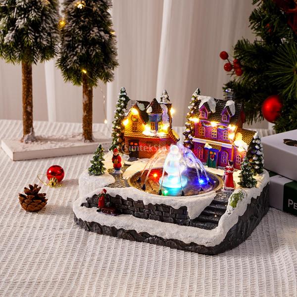 ドールハウス ミニハウス クリスマスシーン 噴水 LEDライト 装飾
