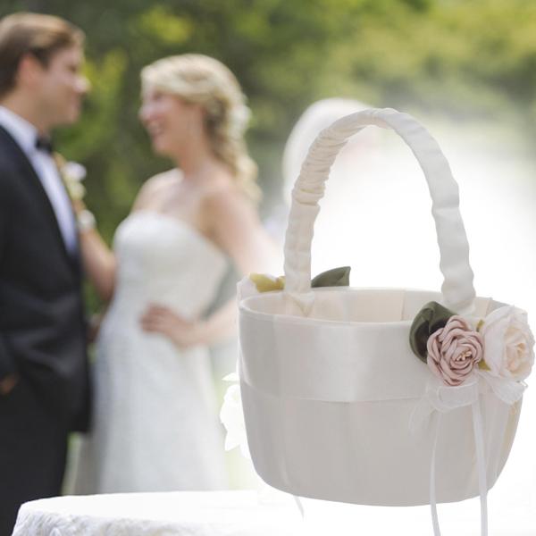 結婚式 フラワーガール バスケット ホワイト 撮影小物 多用途