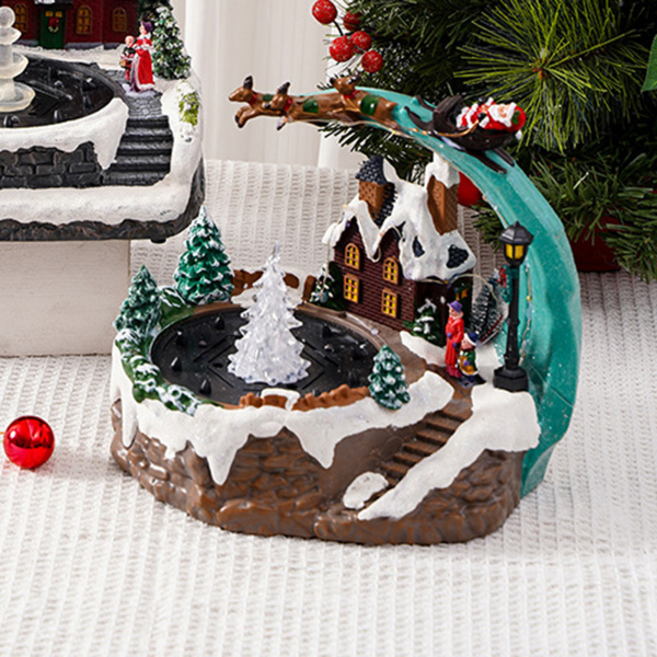 クリスマスミニハウス 雪景色 クリスマスシーン 冬 音楽 噴水 ライト