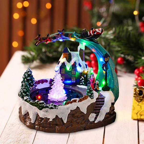 クリスマスミニハウス 雪景色 クリスマスシーン 冬 音楽 噴水 ライト