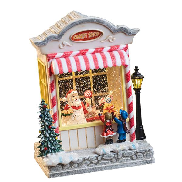クリスマス オルゴール ミニハウス 飾り サンタクロース キャンディ