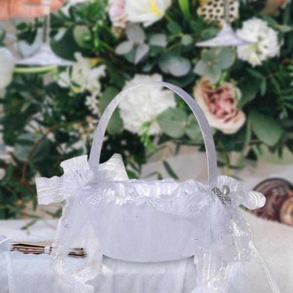 結婚式のバスケット フルーツ キャンディー コンテナー イベント花嫁介添人レース付き