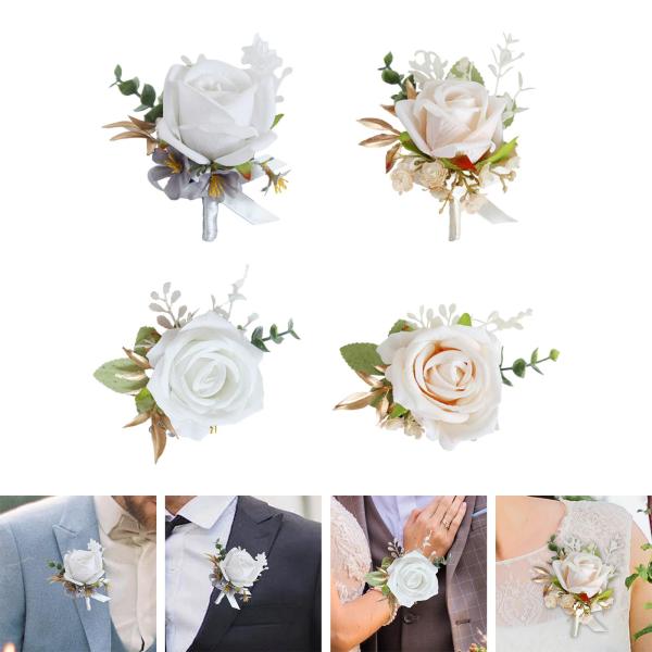 結婚式着用フラワーローズフラワーセレモニーフォーマルイベントテーマパーティーコサージュホワイト