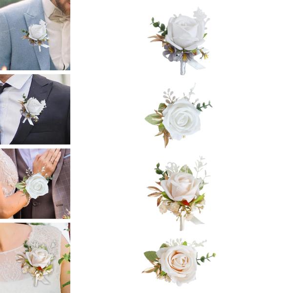 結婚式着用フラワーローズフラワーセレモニーフォーマルイベントテーマパーティーコサージュホワイト