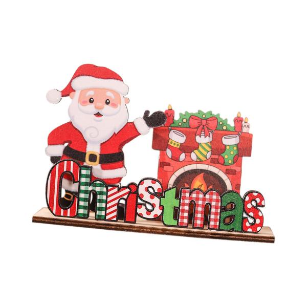 クリスマス木製デスクトップオーナメントDIYパーティー装飾ホリデー装飾スタイルA