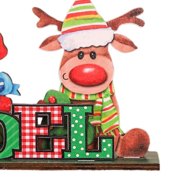 クリスマス木製デスクトップオーナメントDIYパーティー装飾ホリデー装飾スタイルC
