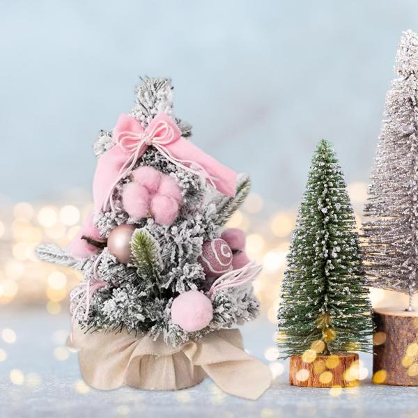 人工クリスマスツリーオーナメントクリスマスギフトセンターピースパーティーホリデーピンク30cm