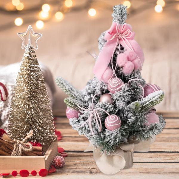 人工クリスマスツリーオーナメントクリスマスギフトセンターピースパーティーホリデーピンク40cm