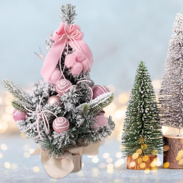 人工クリスマスツリーオーナメントクリスマスギフトセンターピースパーティーホリデーピンク40cm