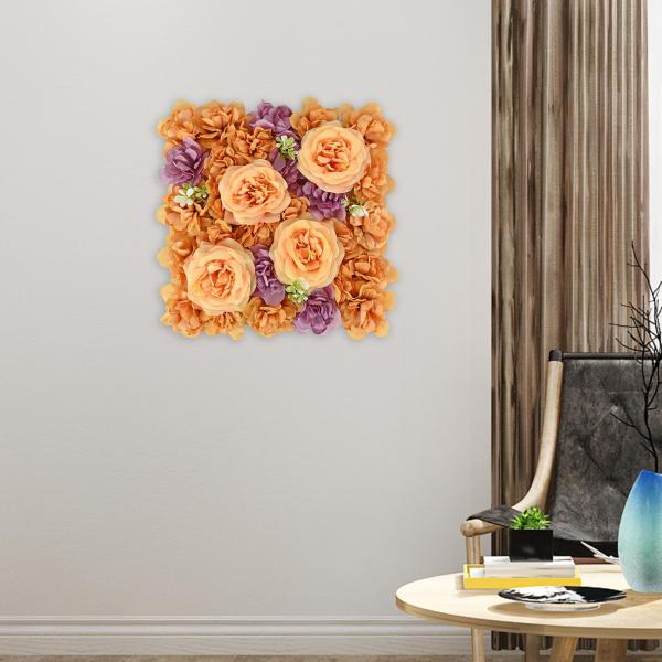 造花パネル写真背景 DIY バレンタインデーの装飾ホームパーティーイベントステージ装飾 , ディープパープルオレンジ