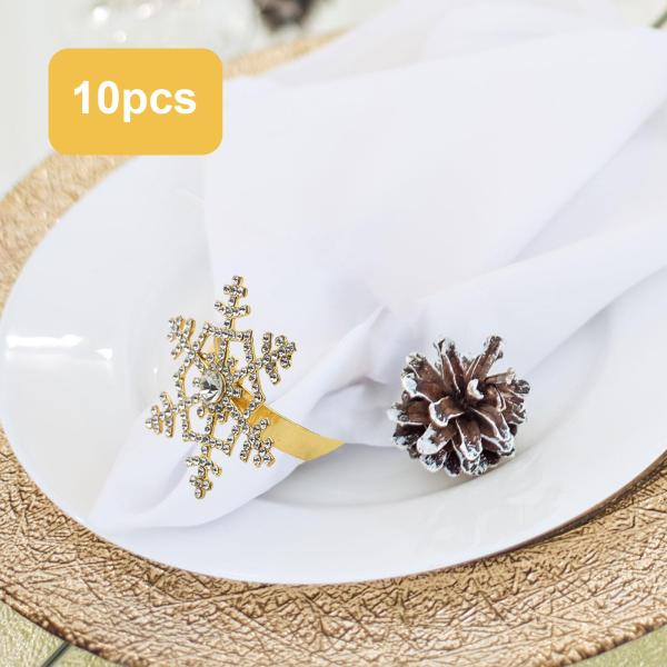 10 個のナプキンリングクリスマスウェディングケータリングレセプションナプキンバックルホルダーゴールド