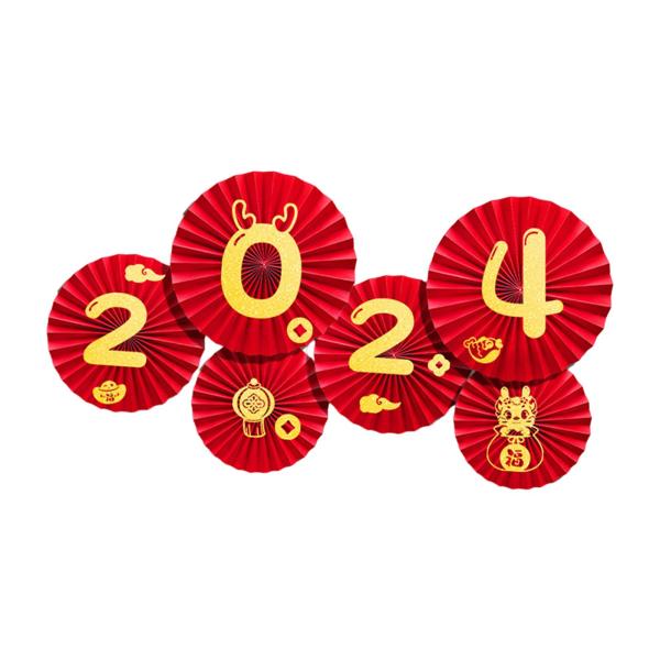 2024 旧正月ペーパーファン 6 個 壁用 バレンタインデー ホリデーパーティー スタイル D