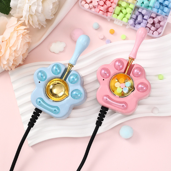 電気ワックスシールウォーマー シーリングワックス溶解炉 封蝋溶解用品 封筒用 結婚式 招待状 印鑑 DIY 電気ワックス炉 スプーン付き 結婚式招待状用 ピンク