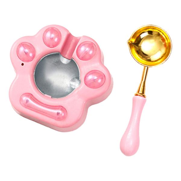 電気ワックスシールウォーマー シーリングワックス溶解炉 封蝋溶解用品 封筒用 結婚式 招待状 印鑑 DIY 電気ワックス炉 スプーン付き 結婚式招待状用 ピンク