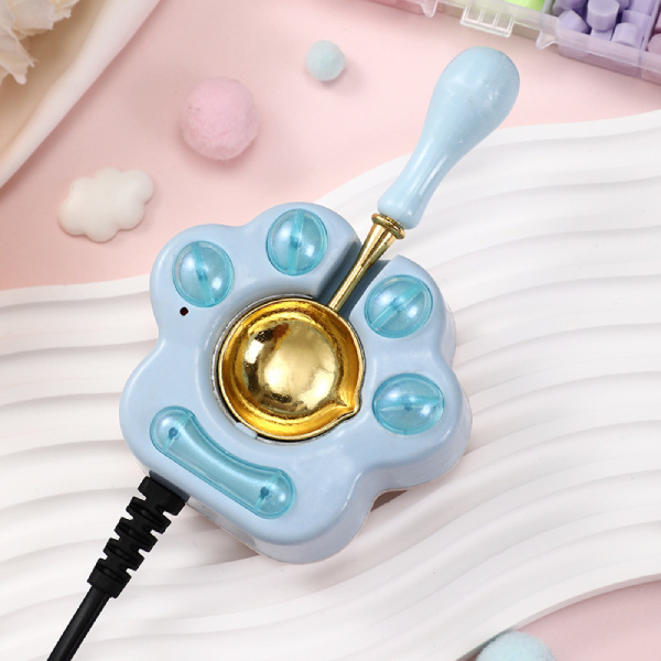 電気ワックスシールウォーマー シーリングワックス溶解炉 封蝋溶解用品 封筒用 結婚式 招待状 印鑑 DIY 電気ワックス炉 スプーン付き 結婚式招待状用 ピンク