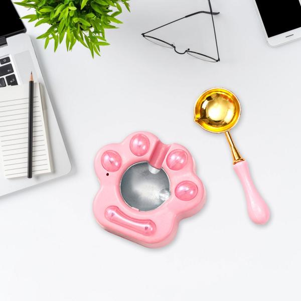 電気ワックスシールウォーマー シーリングワックス溶解炉 封蝋溶解用品 封筒用 結婚式 招待状 印鑑 DIY 電気ワックス炉 スプーン付き 結婚式招待状用 ピンク