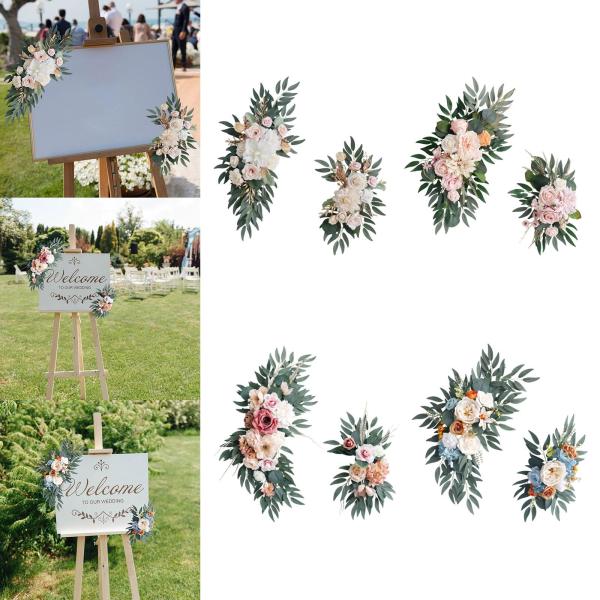 2 個の造花スワッグ結婚式のアーチの花の壁のレセプションセレモニー用ピンクと白